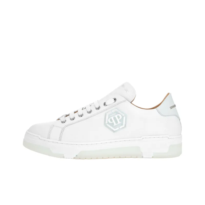 PHILIPP PLEIN Lo Top Hexagon Low Top Skateboard Shoes Unisex White-0