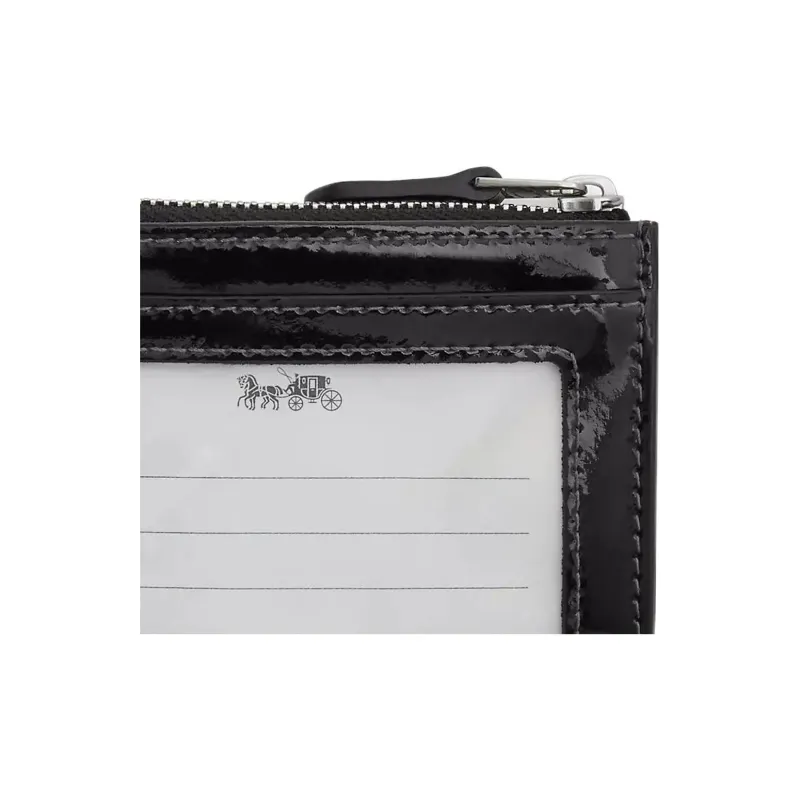 COACH Patent Leather Coin Purses Card Holders Mini Unisex Silver & Black-4