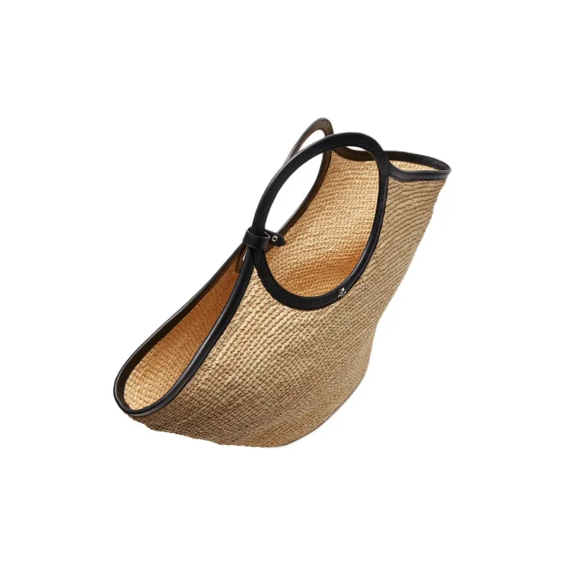 COURREGES Raffia Handbag Women's Khaki & Black-3