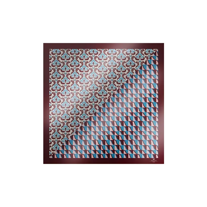 WEEKEND MaxMara Mulberry Silk Scarves Women's Sky Blue/Umber-1