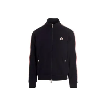 Moncler Stripe Detail Zip Up Sweatshirt