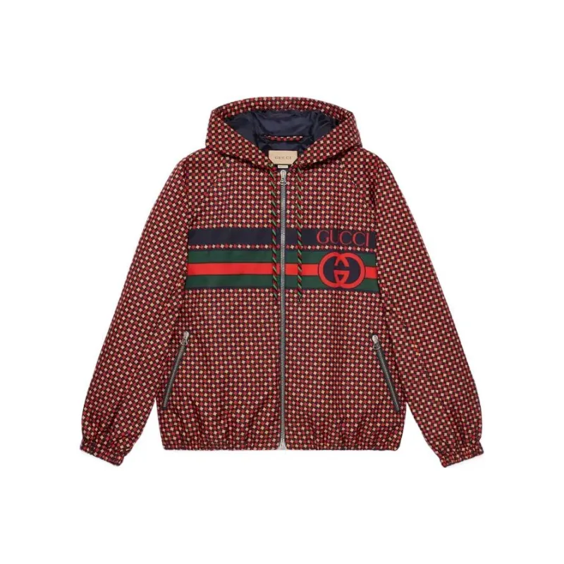 GUCCI Geometric Houndstooth Canvas Jacket-0