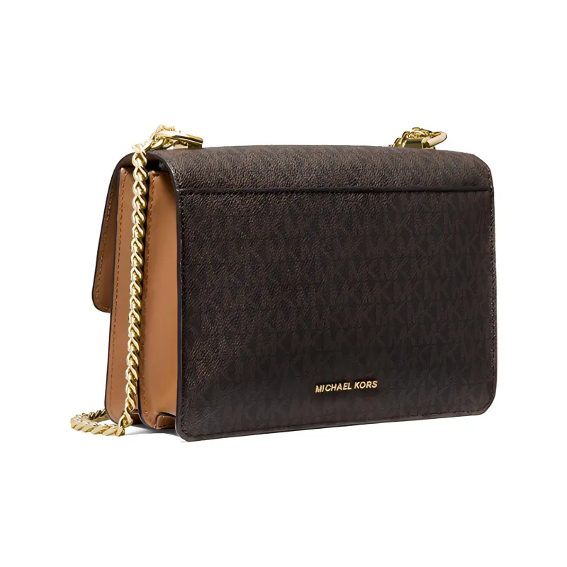 MICHAEL KORS Jade Cow Leather Shoulder Bag, Crossbody Bag Tubas Women's Acorn Brown-1