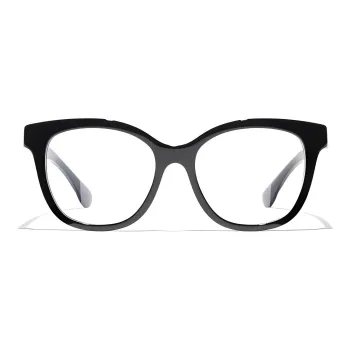 CHANEL Acetate Square Eyeglass Frames Women's Black