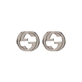 GUCCI Sterling Silver Interlocking G Stud Earrings