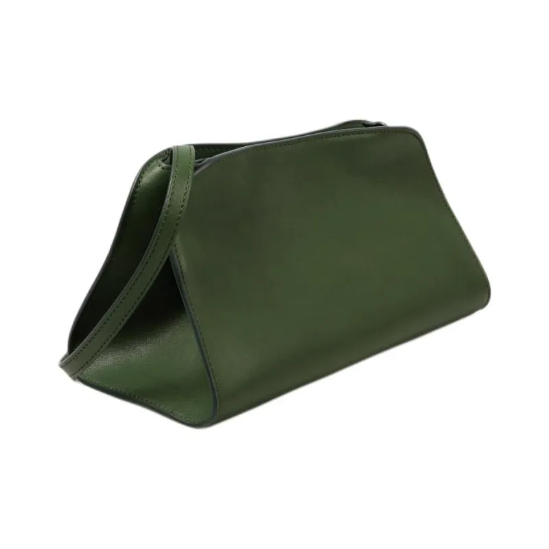 THE ROW Cow Leather Clutch Women's Forest Green-1
