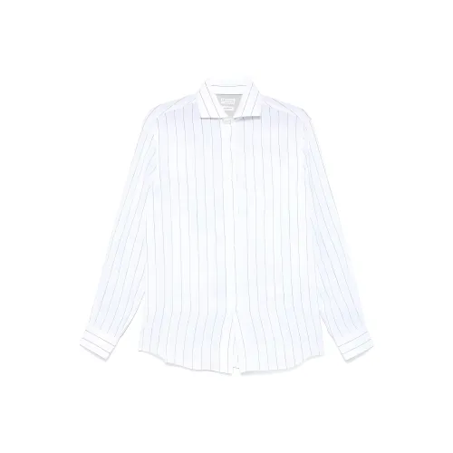 Brunello Cucinelli Spread Collar Chalk Striped Easy Fit Shirt