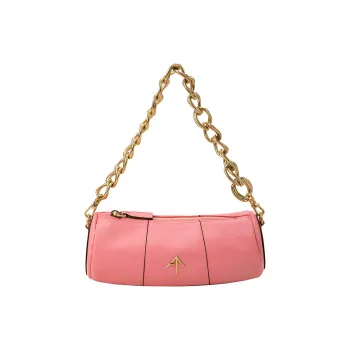 Manu Atelier Cylinder Cow Leather Arrow Bag, Cylinder Bag, Tote Bag, Shoulder Bag, Crossbody Bag Mini Women's Pink