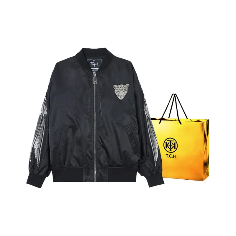 TCH 'Money 'Leopard' Full Collection Heavy Duty Rhinestone Feather Print' Jackets & Coats Unisex-5