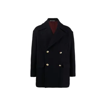 PALM ANGELS Palm Tree Embroidered Double Breasted Coat