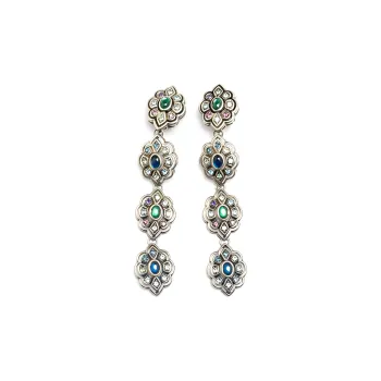 GUCCI 1990 Crystal And Palladium Plated Drop Clip On Costume Earrings