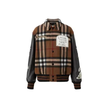 Burberry Checked Button-Up Bomber Jacket