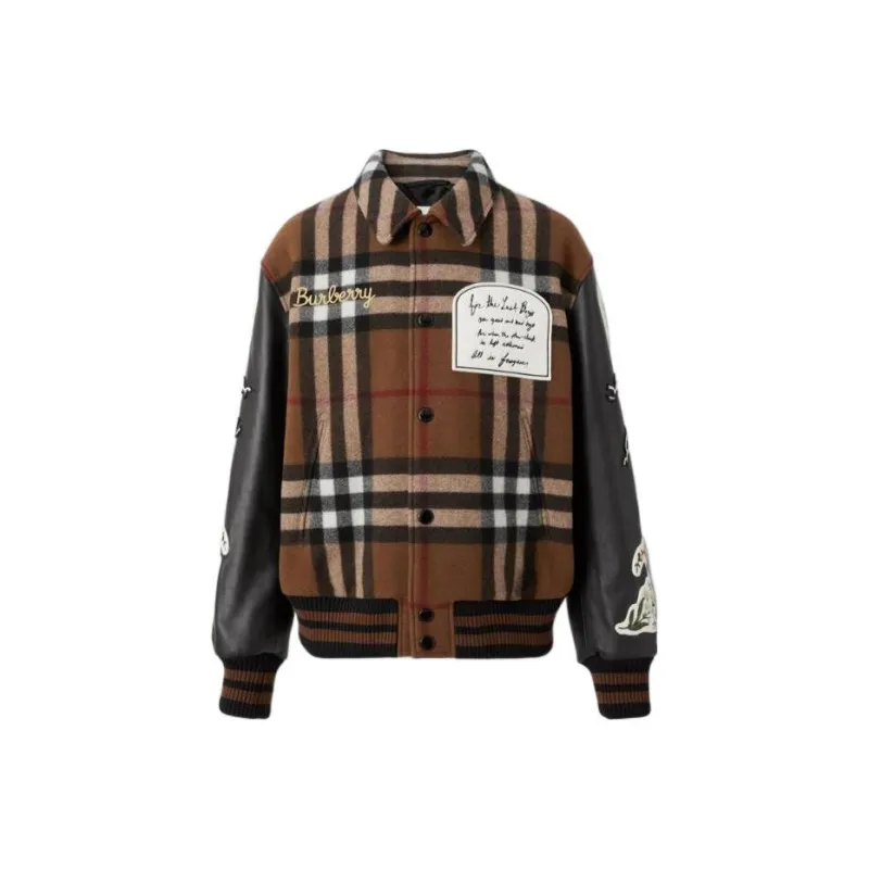 Burberry Checked Button-Up Bomber Jacket-0