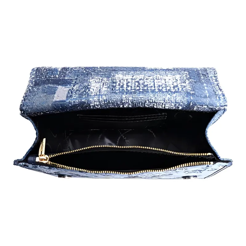 FION Fabric Small Square Bag Shoulder Bag, Crossbody Bag Women's Blue/Dark Blue-7