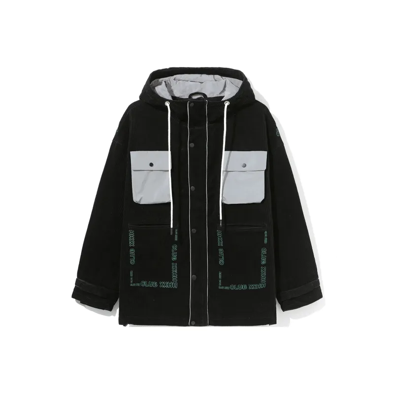 Clubxxhh Loose Fit Thickened Jacket Unisex Gray-0