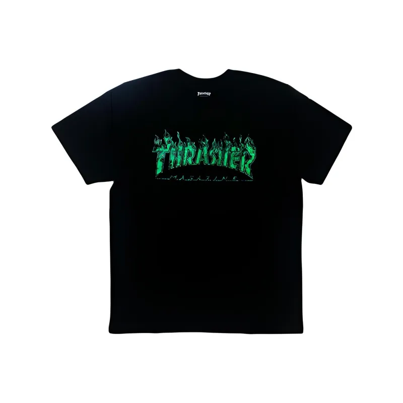 Thrasher T Shirt Japan Version Unisex Black Green-0