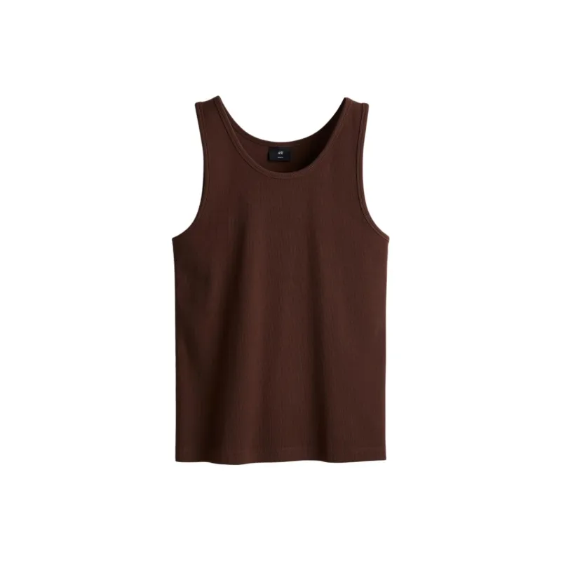 H&M Tank Tops Men Dark Brown-0