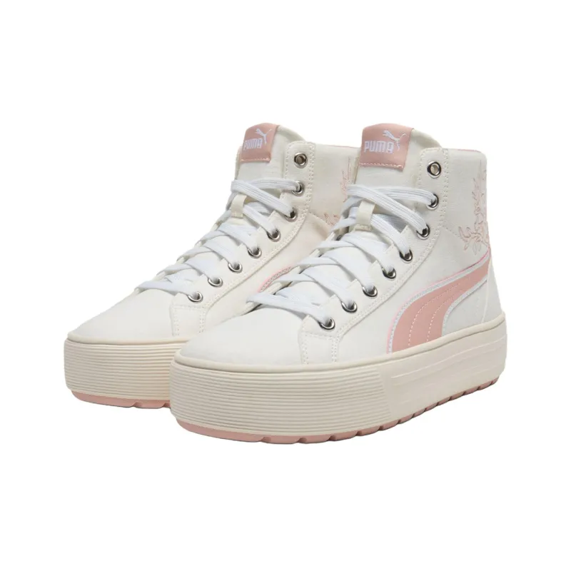 PUMA Kaia 2.0 Anti Slip Wear Resistant High Top Skateboard Shoes Women's Beige Pink-2