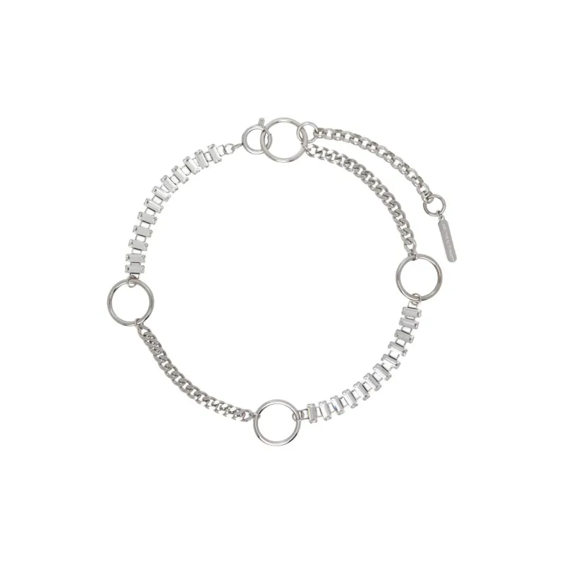 JUSTINE CLENQUET Palladium Plated Brass With Crystal Necklaces Women's Silver-1