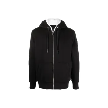 Moose Knuckles Logo Plaque Drawstring Zipped Hoodie