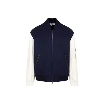 LOEWE Leather Sleeve Bomber Jacket