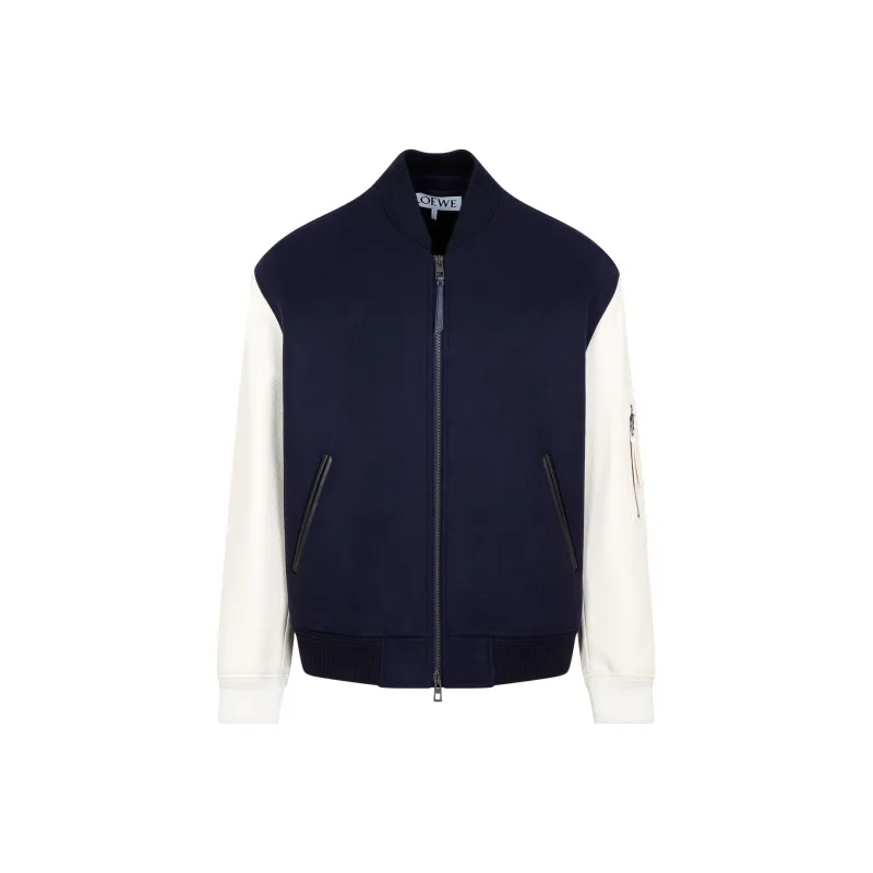 LOEWE Leather Sleeve Bomber Jacket-0