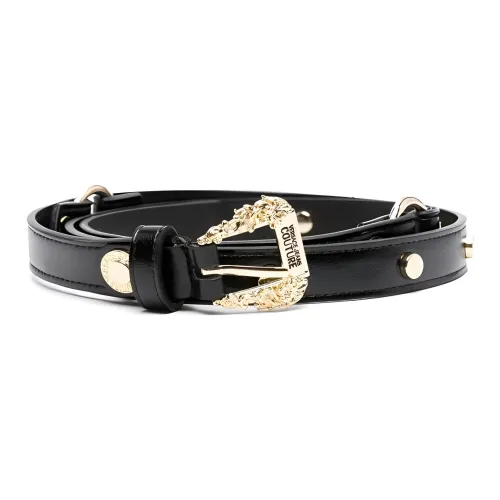 VERSACE JEANS COUTURE Letter Label Leather Belts Women's Black -