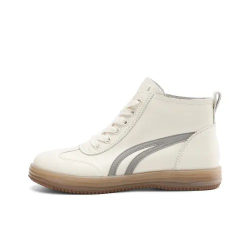 BOERDIQI Lightweight High Top Skateboard Shoes Women's Ecru