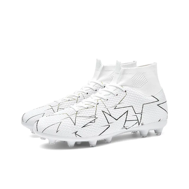 QIUTEXIONG Soccer Shoes Unisex High Top Black/White/Blue-9