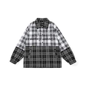 GENANX Jackets Unisex Gray White Plaid
