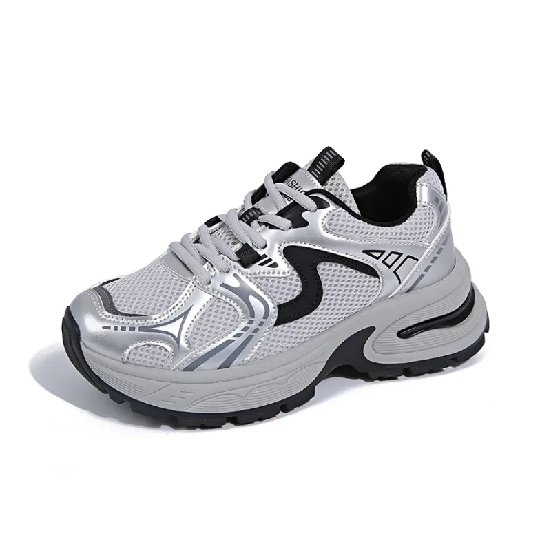 BINGO DUCK Shock Absorbers Slip Resistant Breathable Low Top Chunky Sneakers Women's-0