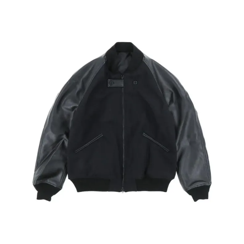 Y 3 Contrast sleeves Flannel Bomber Jacket-0