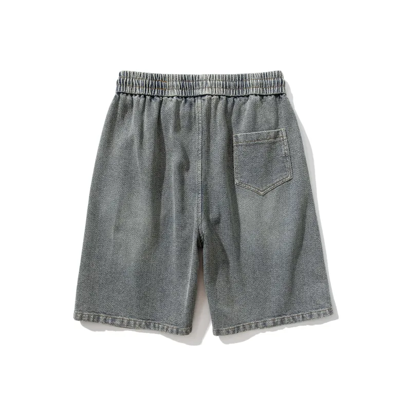 BOGEDIT Denim Shorts Men's Solid Color-4