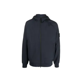 STONE ISLAND Logo Patch Zip Up Hooded Jacket