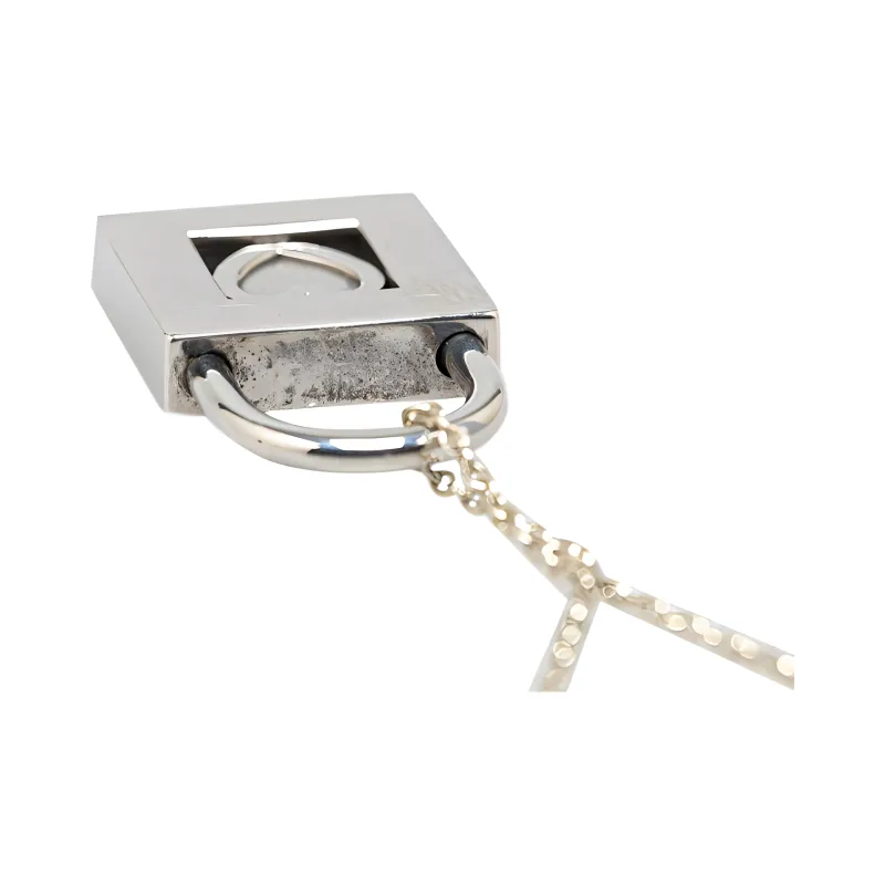 TIFFANY & CO. 20th Century Elsa Peretti Sterling Silver Padlock Heart Pendant Necklace-2