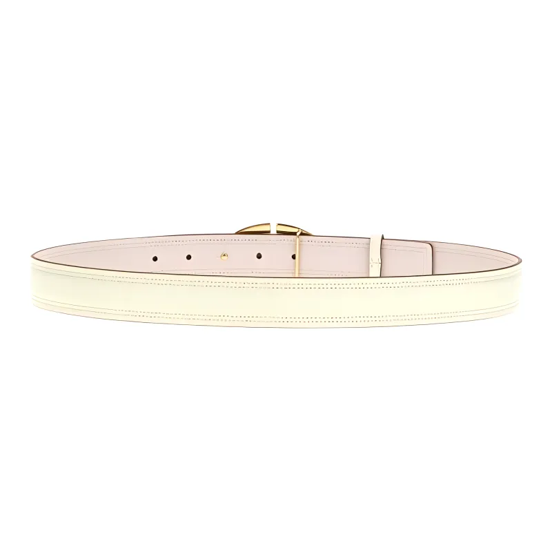 Valentino Logo Buckle, Smooth Buckle Leather Belts Women's Pink-1