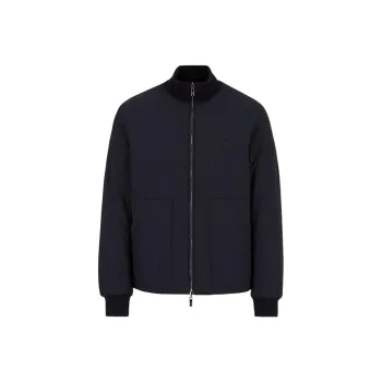 EMPORIO ARMANI Quilted Nylon And Knit Reversible Blouson With Logo Patch