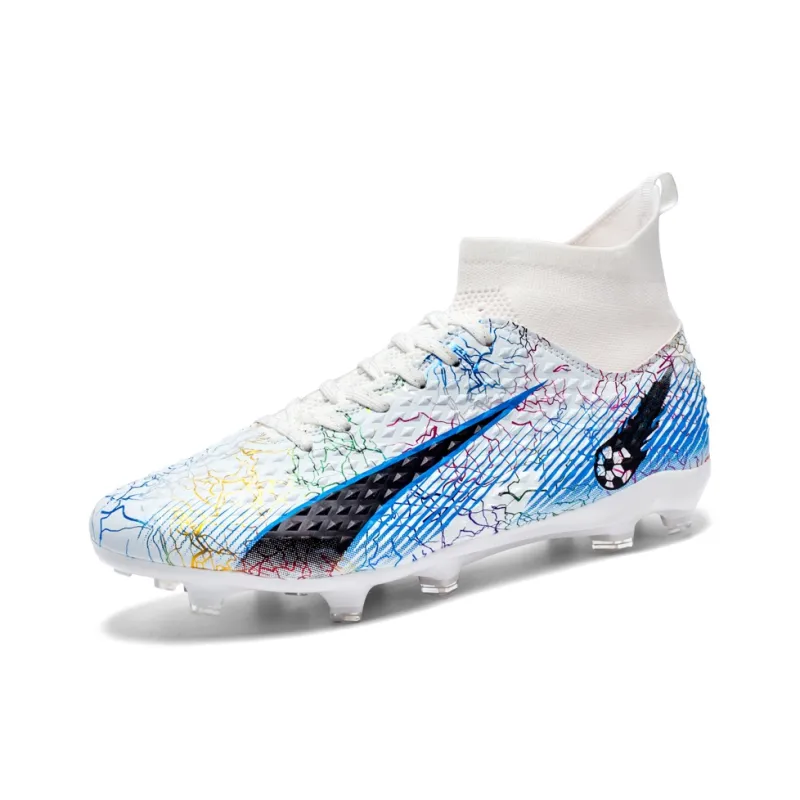 QIUTEXIONG FG Rubber Long Studs TF Rubber Broken Studs Soft Ground Firm Ground Slip Resistant Soccer Shoes Unisex-22