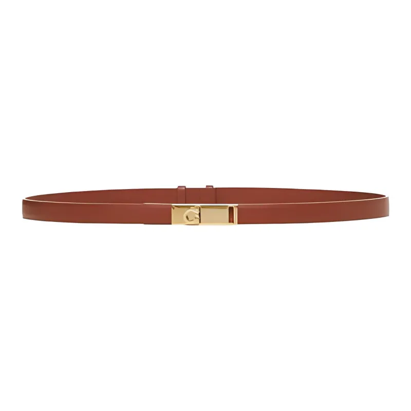 Ferragamo Rectangular Buckled Thin Belt-0