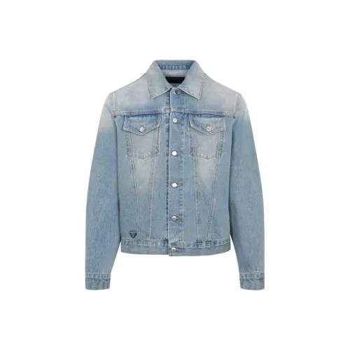 PRADA Enamelled Tag Detailed Denim Jacket
