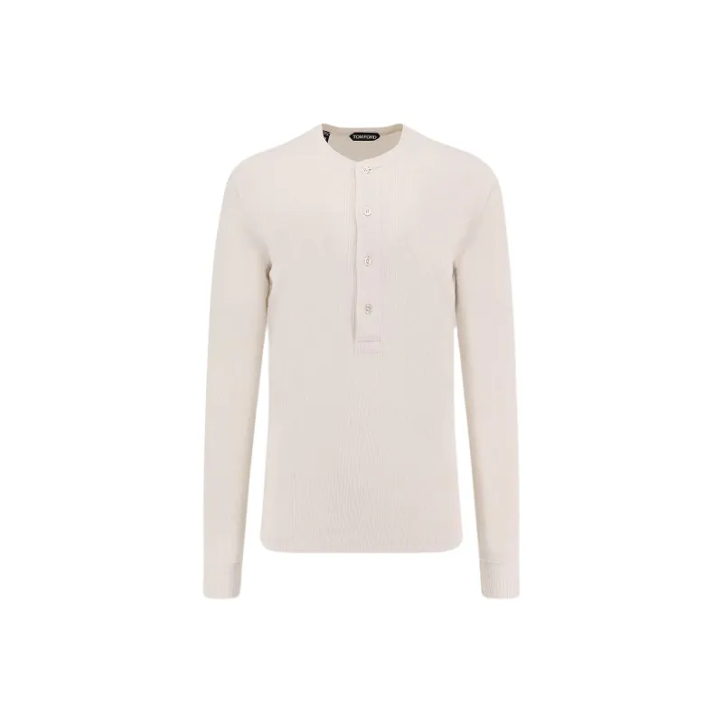 TOM FORD Fine Ribbed Logo Embroidered T Shirt-0