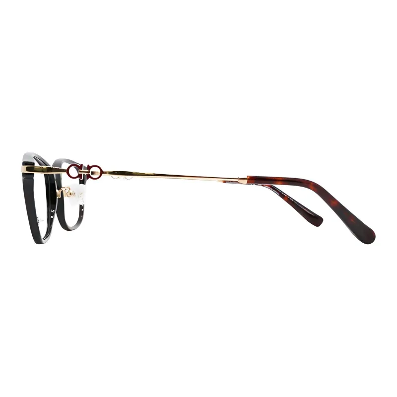 FERRAGAMO Titanium Irregular Shape Eyeglass Frames Women's Black-2