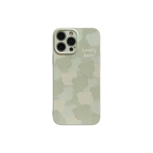 Sopi TPU Material Matcha Green Bear Head Phone Cases Compatible With IPhone 16/15 Pro Max/Apple 13/14 Pro/Max