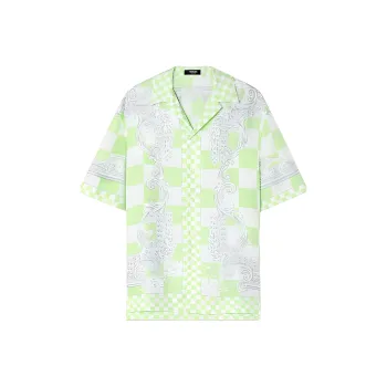 VERSACE Medusa Print Checkered Silk Shirt