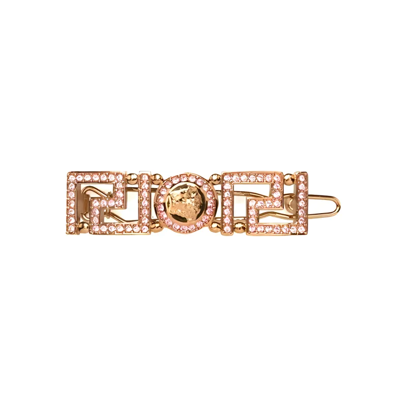 VERSACE Greca Medusa Rhinestone embellished Hair Clip-0