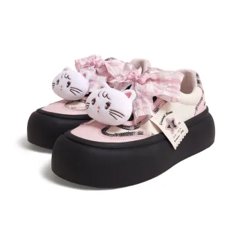 MIKKO ILLUSTRATIONS x TTKJ Mikko Collaboration Preppy Style Plaid Chunky Shoes Skateboard Shoes Women's Black Pink