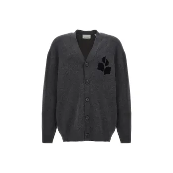 ISABEL MARANT Curtis Logo Intarsia Knitted Cardigan