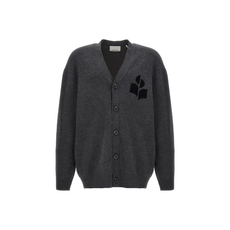 ISABEL MARANT Curtis Logo Intarsia Knitted Cardigan-0