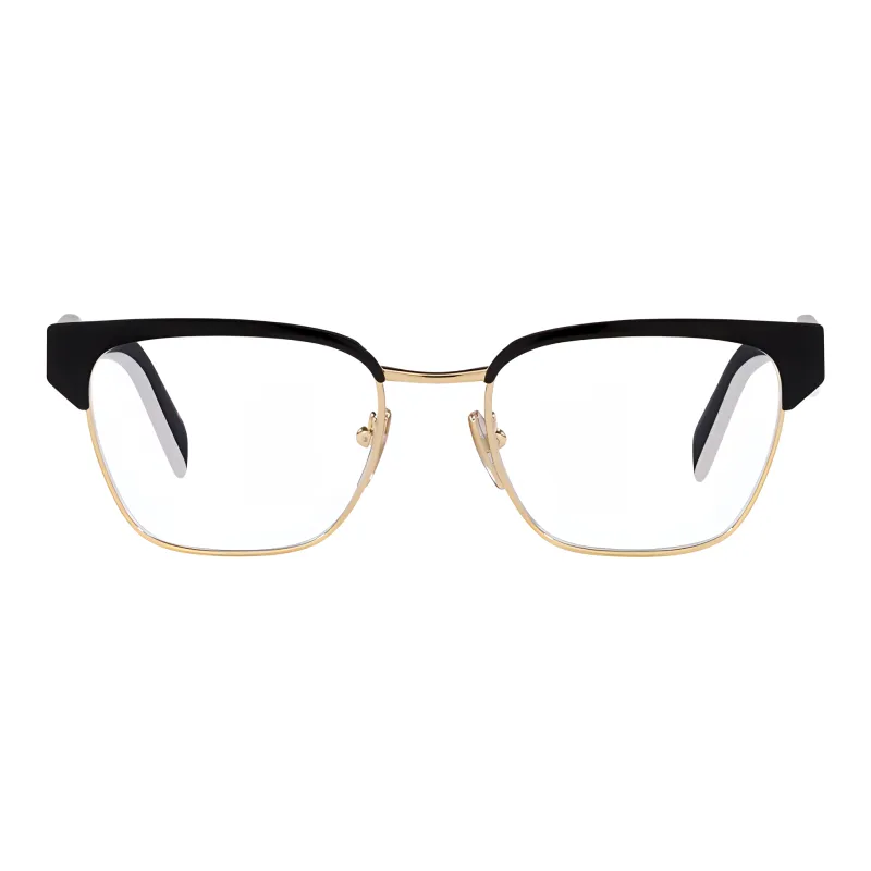 PRADA Metal Browline Eyeglass Frames Unisex Black-1