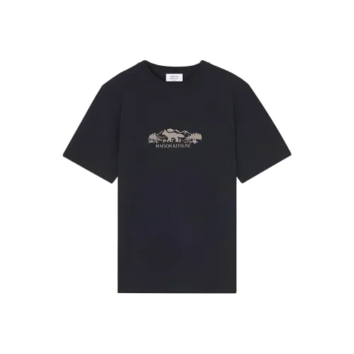 Maison Kitsune Outdoor Profile Fox Embroidered Crewneck T Shirt